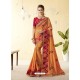 Light Orange Silk Stone Embroidered Party Wear Saree