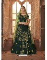 Gorgeous Dark Green Satin Silk Embroidered Lehenga Choli