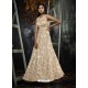 Beige And White Jacquard Designer Readymade Gown