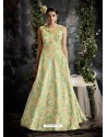 Sea Green Jacquard Designer Readymade Gown