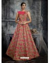 Gold And Rani Jacquard Designer Readymade Gown