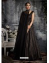 Stylish Black Jacquard Designer Readymade Gown