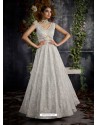 Silver Jacquard Designer Readymade Gown