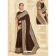 Coffee Embroidered Two Tone Silk Designer Saree