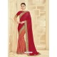 Red And Orange Embroidered Two Tone Silk Designer Saree