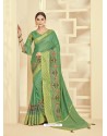 Green Embroidered Two Tone Silk Designer Saree