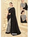 Black And Grey Embroidered Two Tone Silk Designer Saree