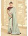 Silver Embroidered Two Tone Silk Designer Saree