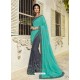 Aqua Mint And Grey Silk Fabrics Embroidered Designer Saree