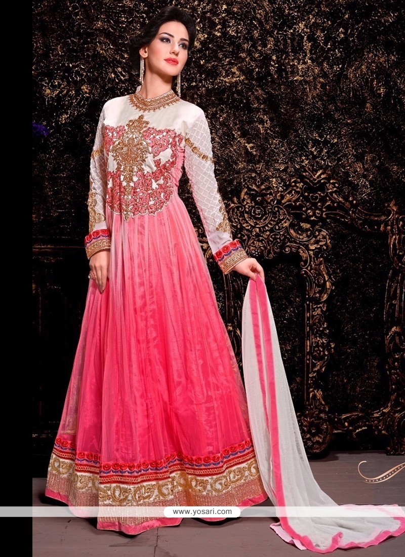 Refreshing Pink Shaded Net Anarkali Suit