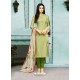 Green Chanderi Cotton Embroidered Churidar Suit