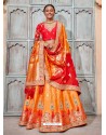 Orange Silk Embroidered Designer Lehenga Choli
