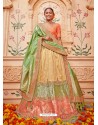 Green And Orange Silk Embroidered Designer Lehenga Choli