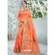 Orange Uppada Silk Jaquard Work Designer Saree