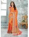 Latest Orange Uppada Silk Jaquard Work Designer Saree