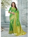 Parrot Green Uppada Silk Jaquard Work Designer Saree