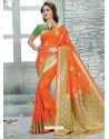 Glorious Orange Uppada Silk Jaquard Work Designer Saree