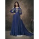Navy Blue Soft Tapeta Silk Heavy Embroidered Readymade Gown Suit