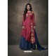 Maroon And Navy Soft Tapeta Silk Heavy Embroidered Readymade Gown Suit