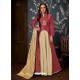 Maroon And Cream Art Silk Hand Worked Designer Gown Style Suit