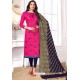 Rani Cotton Embroidered Straight Suit With Banarasi Dupatta