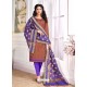 Brown Cotton Embroidered Straight Suit With Banarasi Dupatta