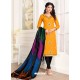 Yellow Cotton Fancy Embroidered Straight Suit