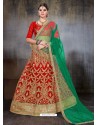 Red Net Embroidered Designer Lehenga Choli