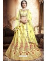 Yellow Silk Zari Embroidered Designer Lehenga Choli