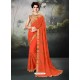 Orange Georgette Thread Worked Designer Saree