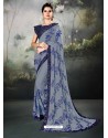 Grey Georgette Thread Worked Designer Saree