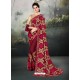 Maroon Georgette Thread Worked Designer Saree