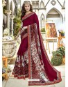 Maroon Georgette Heavy Embroidered Party Wear Saree
