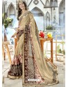 Golden Georgette Heavy Embroidered Party Wear Saree