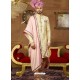Cream And Pink Art Banarasi Silk Embroidered Designer Indo Western Sherwani