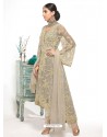 Grey Dyed Net Embroidered Designer Straight Suit