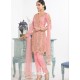 Light Pink Dyed Net Embroidered Designer Straight Suit