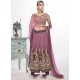 Purple Dyed Net Embroidered Designer Straight Suit