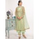 Sea Green Dyed Net Embroidered Designer Straight Suit