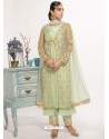Sea Green Dyed Net Embroidered Designer Straight Suit