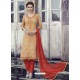 Beige Embroidered Cotton Straight Suit