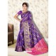 Violet Banarasi Silk Jaquard Work Designer Saree