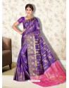 Violet Banarasi Silk Jaquard Work Designer Saree
