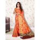 Orange Banarasi Silk Jaquard Work Designer Saree