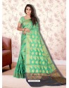 Jade Green Banarasi Silk Jaquard Work Designer Saree
