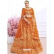 Orange Silk Heavy Zari Embroidered Wedding Lehenga Choli
