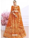 Orange Silk Heavy Zari Embroidered Wedding Lehenga Choli