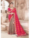 Multi Colour Heavy Embroidered Silk Wedding Saree