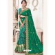 Dark Green Heavy Embroidered Silk Wedding Saree