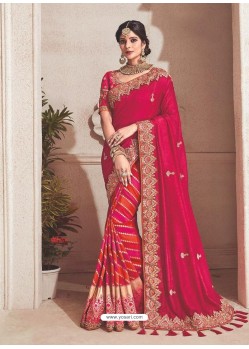 Crimson Heavy Embroidered Silk Wedding Saree